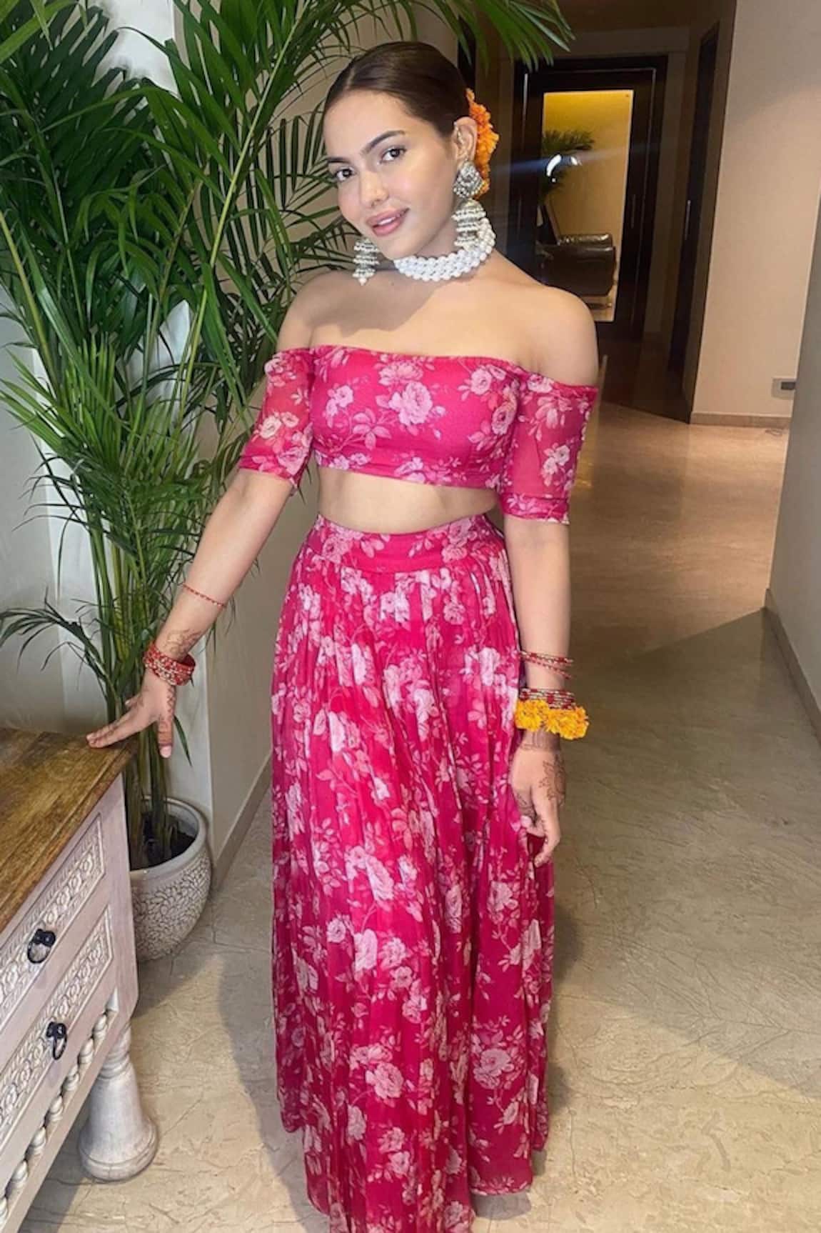 Roze Rabhya Organza Printed Lehenga Set 