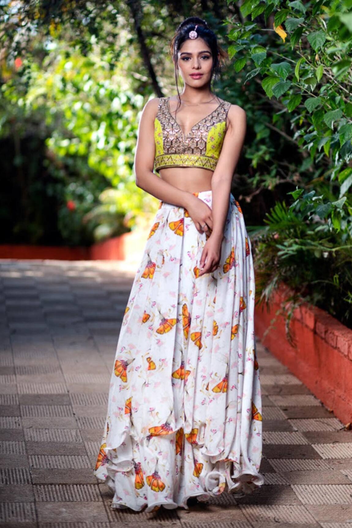 Aaryaa By Kashveen Kohli Embroidered Blouse & Skirt Set