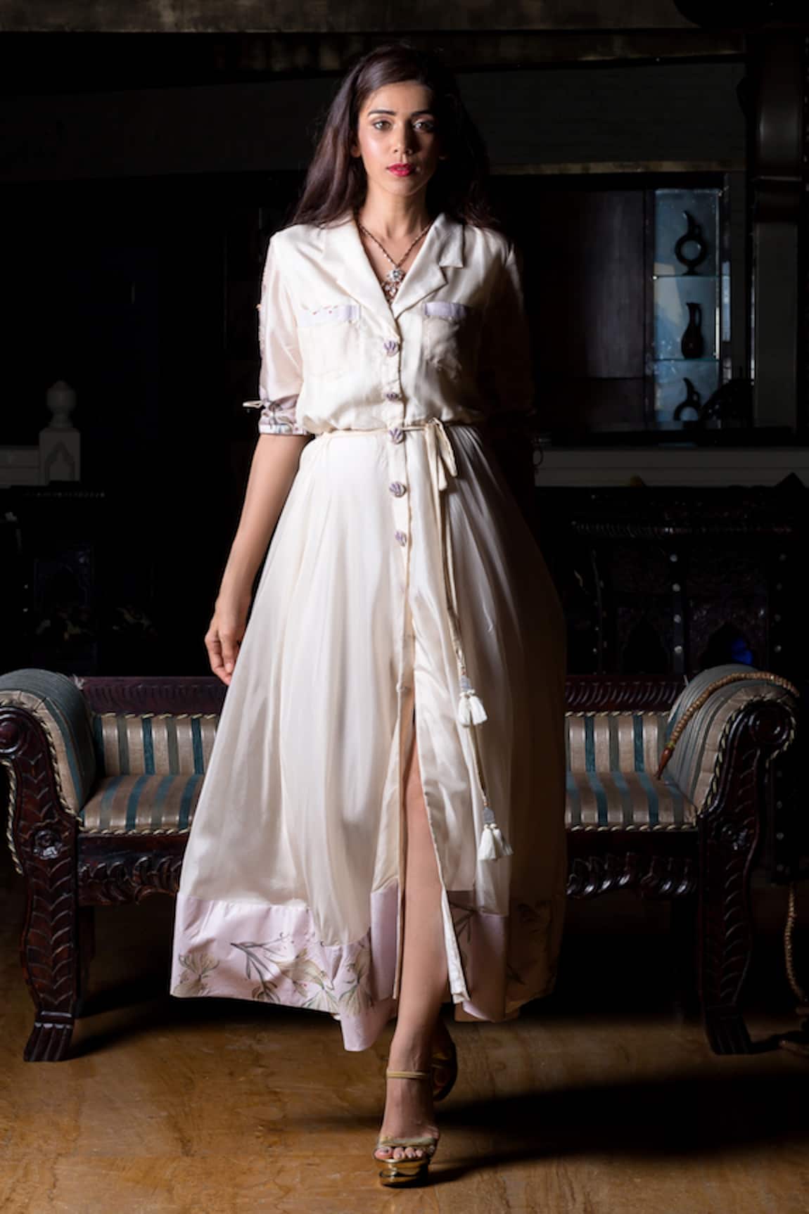 Aaryaa By Kashveen Kohli Sleeve Embroidered Shirt Dress