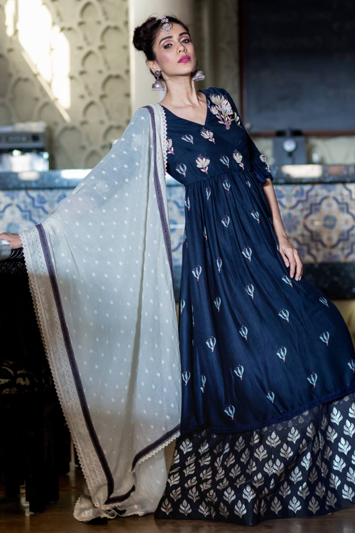 Aaryaa By Kashveen Kohli Floral Print Anarkali Set 