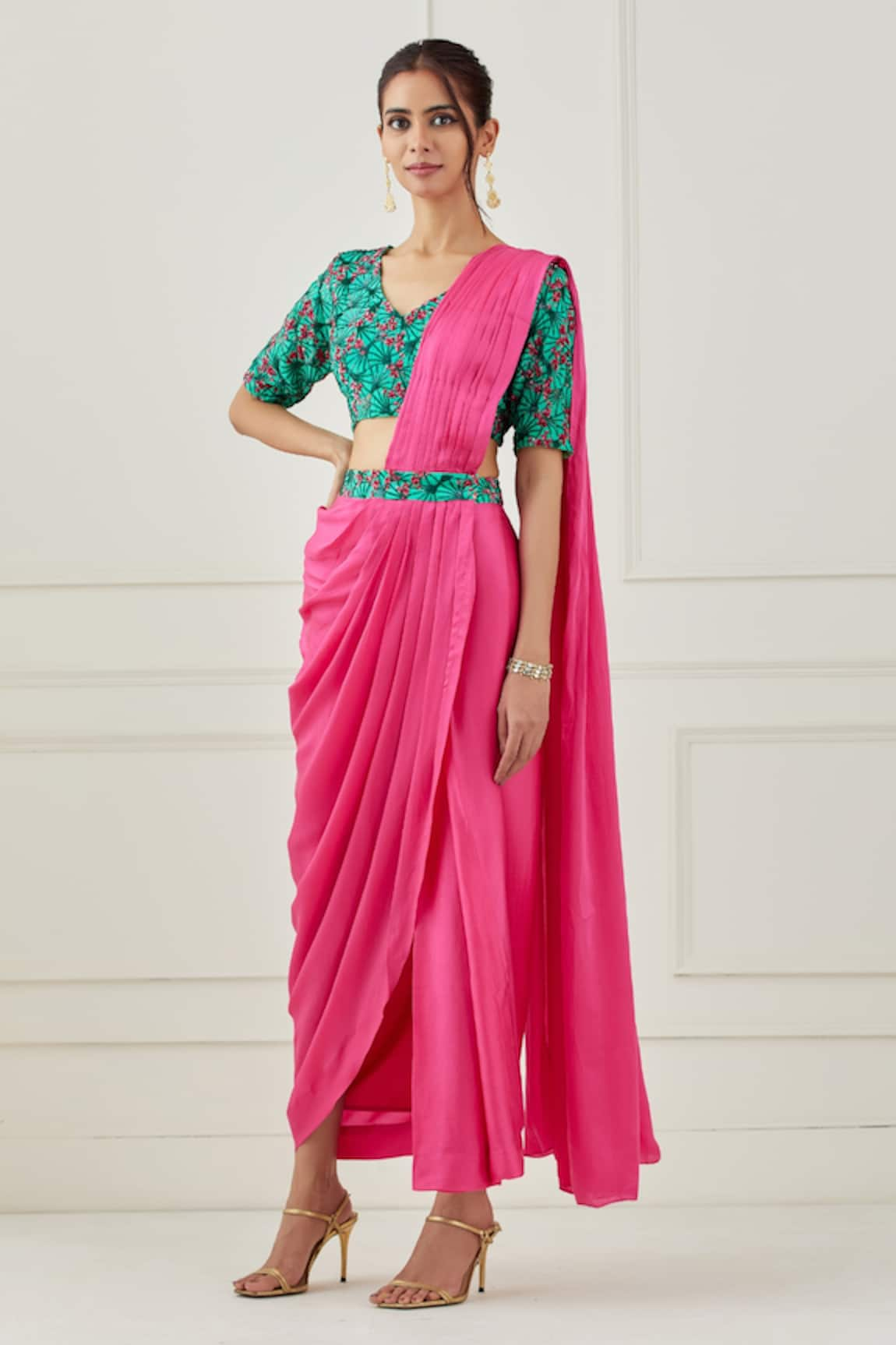 Label Nitika Pre-Draped Saree With Blouse