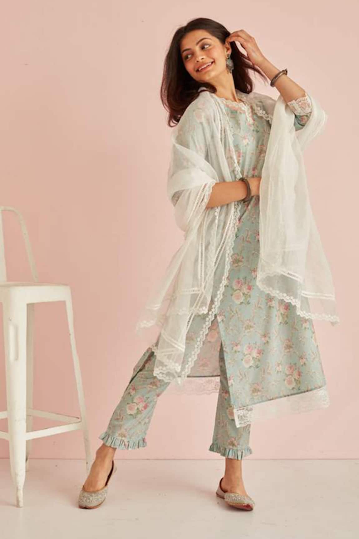 Roze Zarra Floral Print Kurta Set 