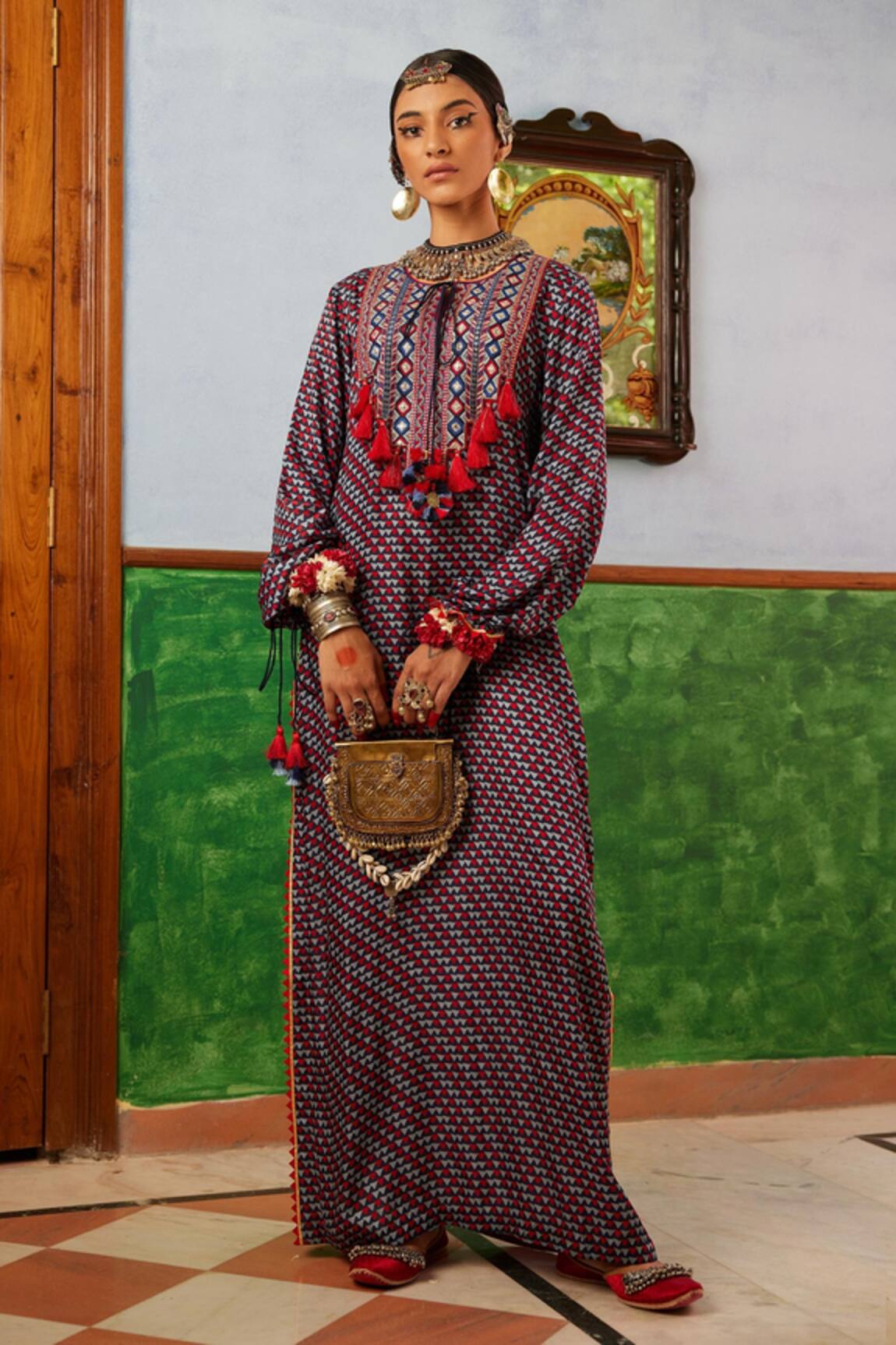 Nadima Saqib Geometric Print Dress