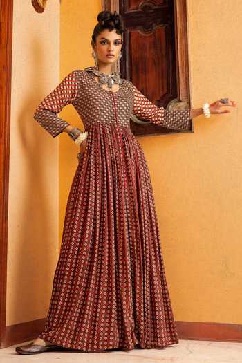 Nadima Saqib Geometric Print Gown 