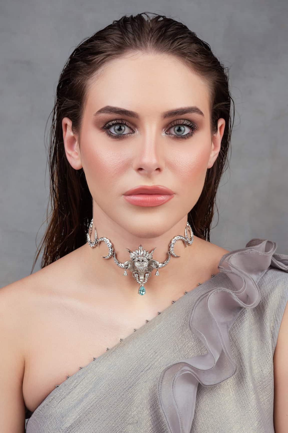 Opalina Soulful Jewellery Crescent Moon Elephant Motif Choker 