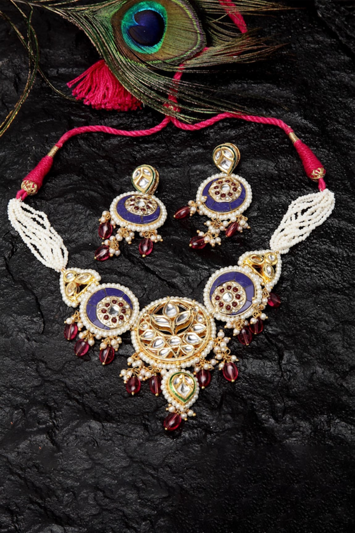 Dugran By Dugristyle Floral Kundan Necklace Set