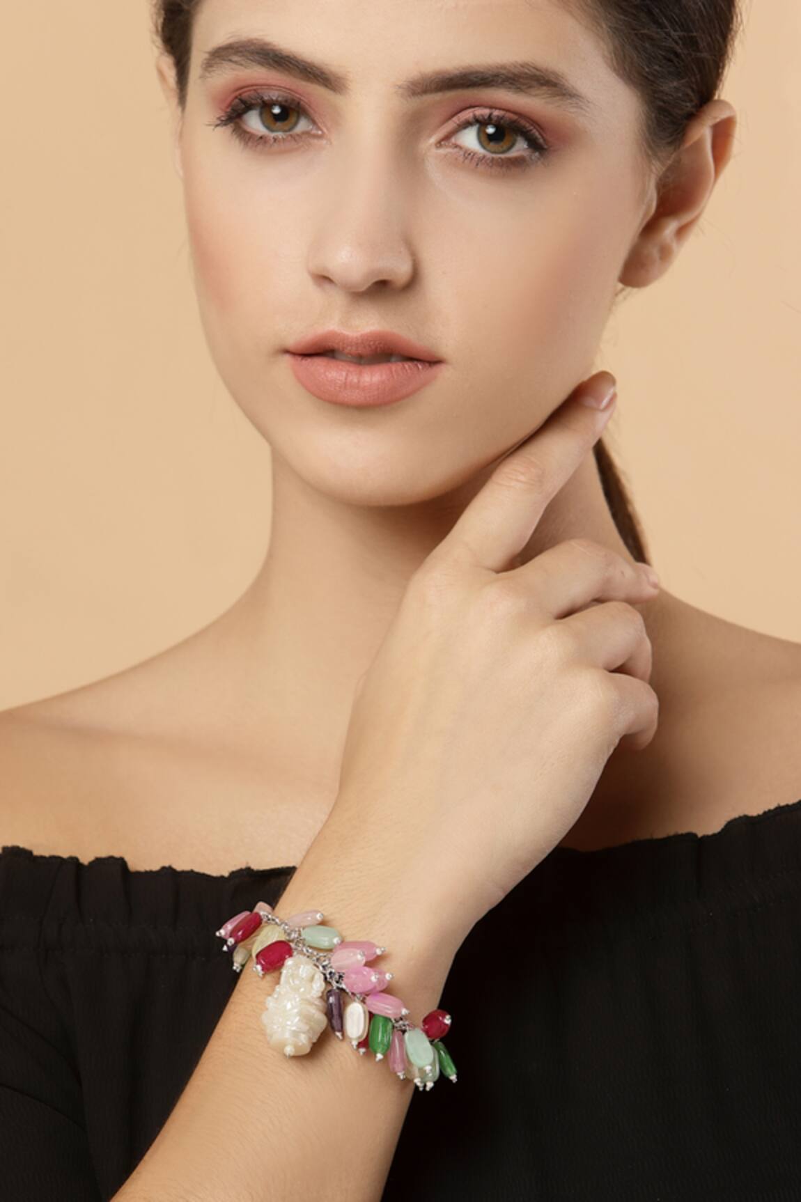 Dugran By Dugristyle Ganesha Charm Bracelet with Multicolor Beads 