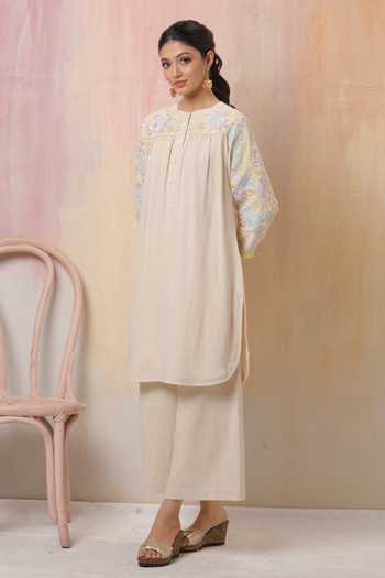 Leela By A Embroidered Sleeve Kurta & Pant Set 