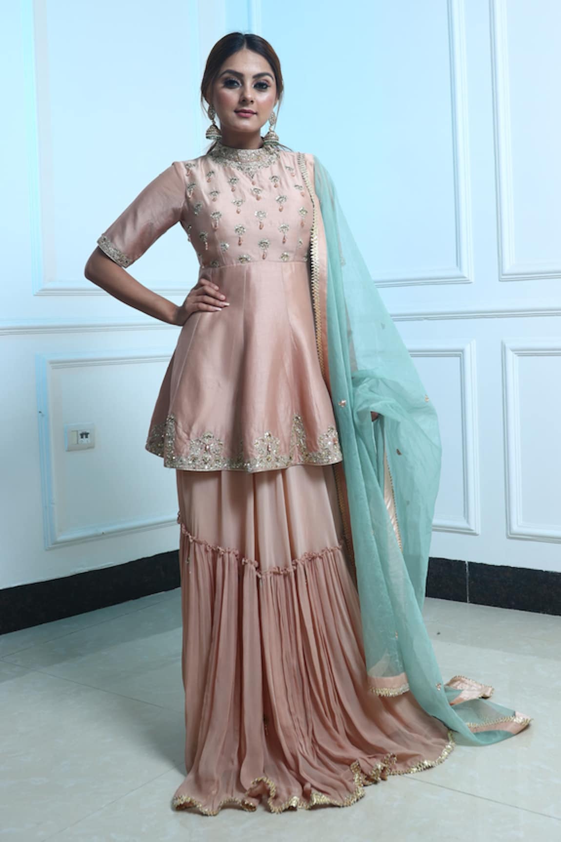 Sangeeta Swati Embroidered Kurta Lehenga Set