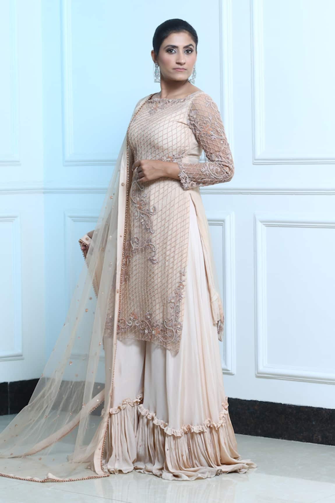 Sangeeta Swati Embroidered Kurta Gharara Set