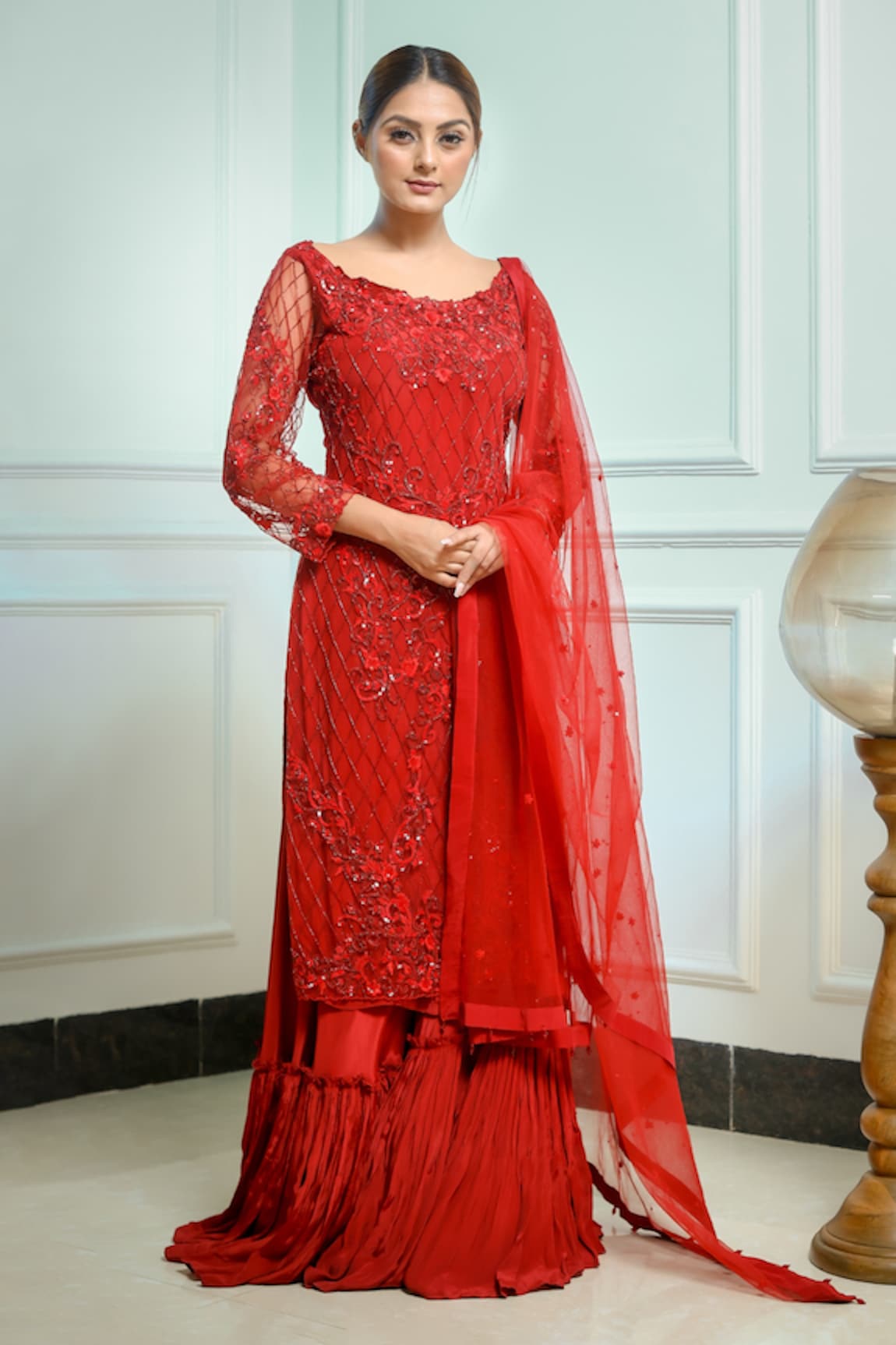 Sangeeta Swati Embroidered Kurta Gharara Set