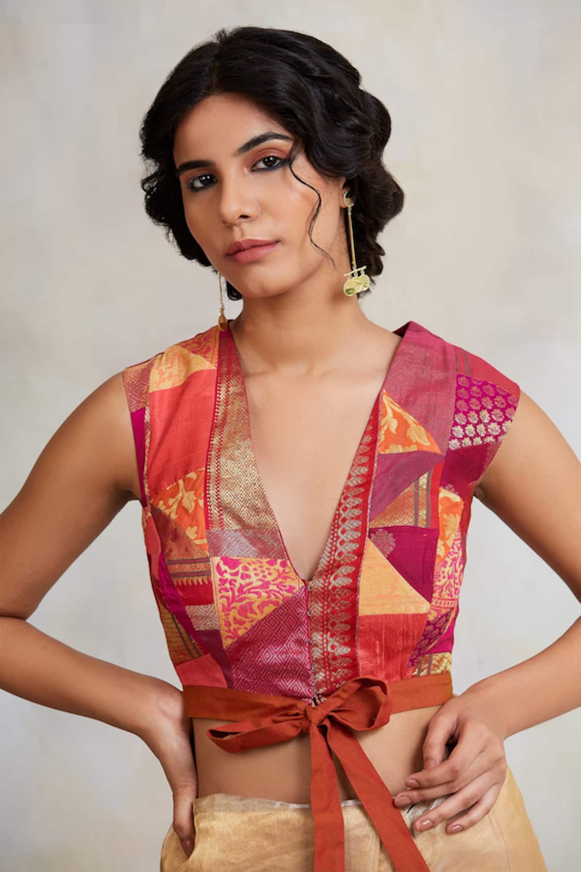 Priyanka Raajiv Arnit Upcycled Fabric Patchwork Blouse