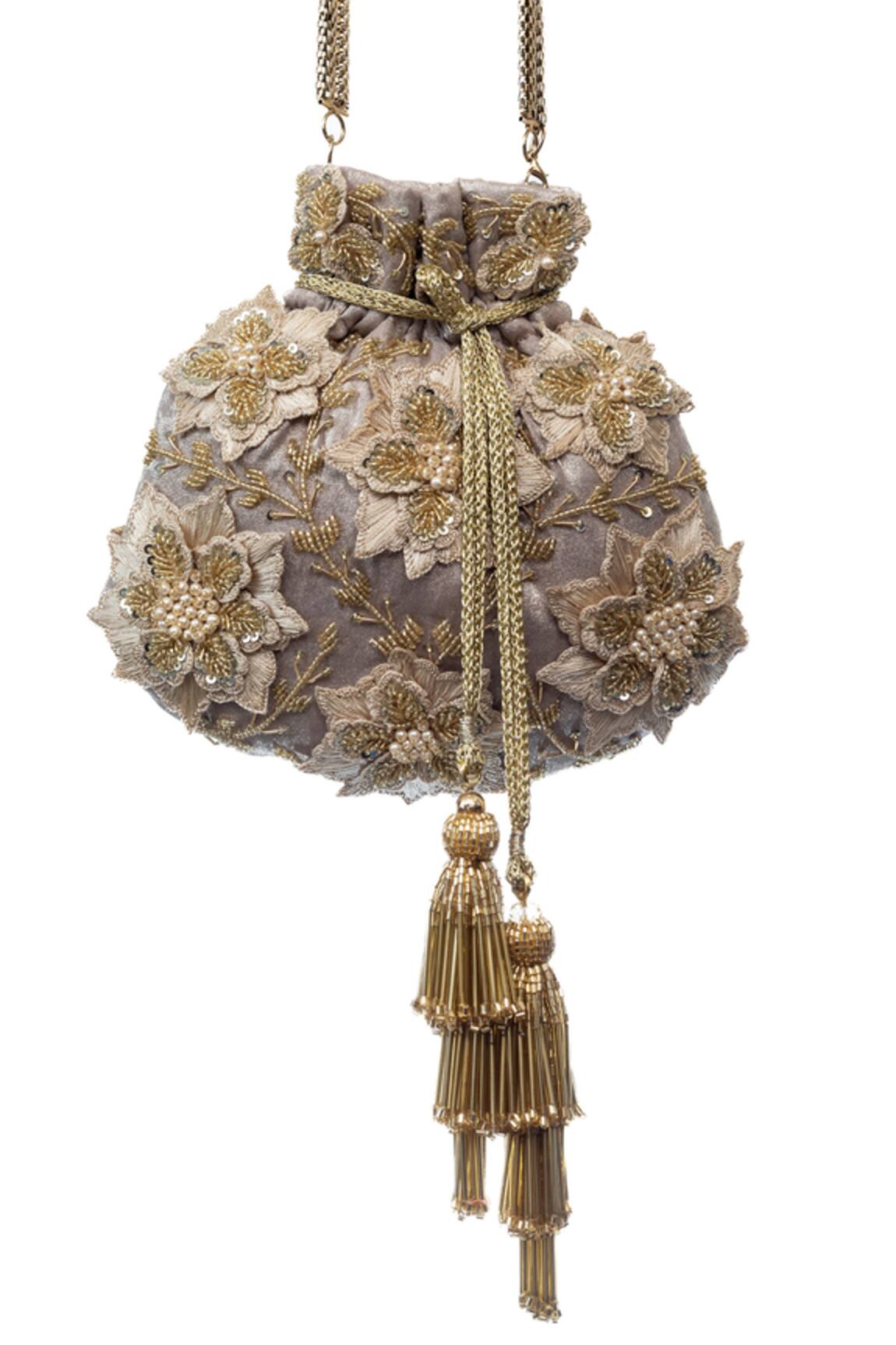 SG Collection By Sonia Gulrajani Mayflower Velvet Embroidered Potli 