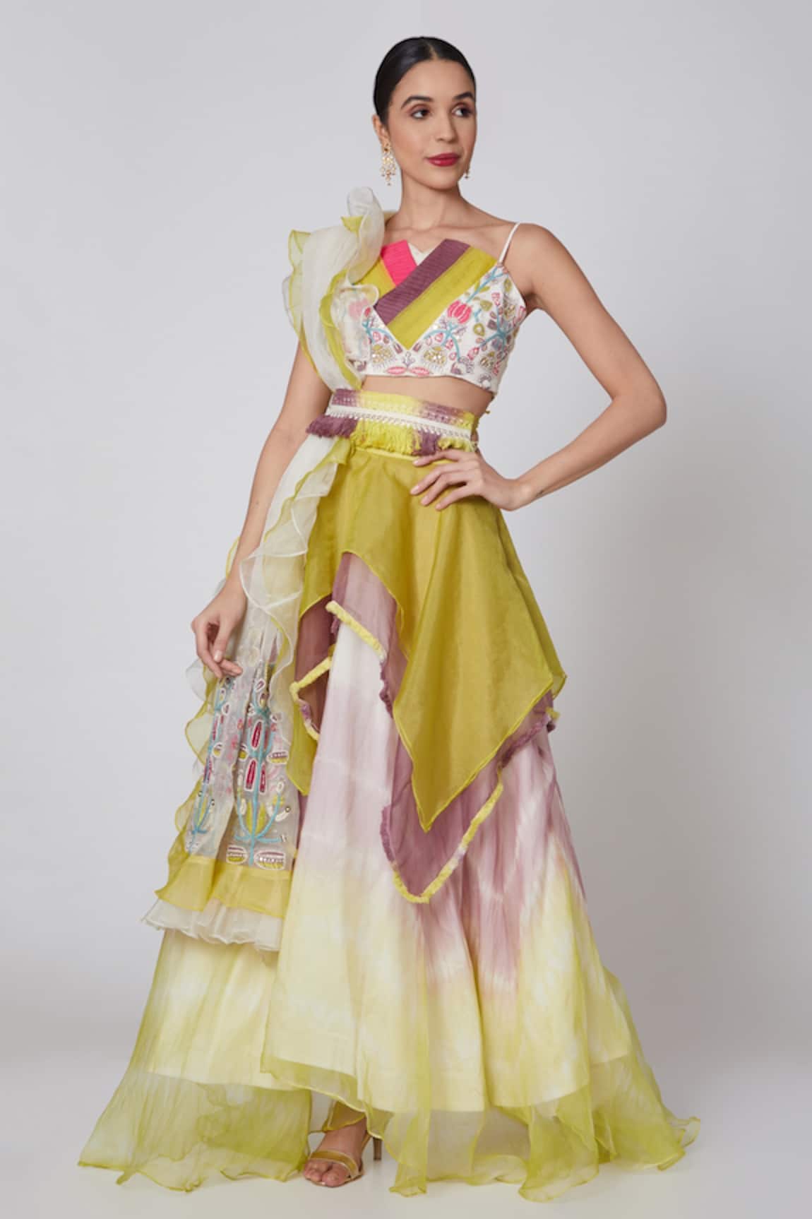 Leela By A Layered Tie Dye Skirt Set
