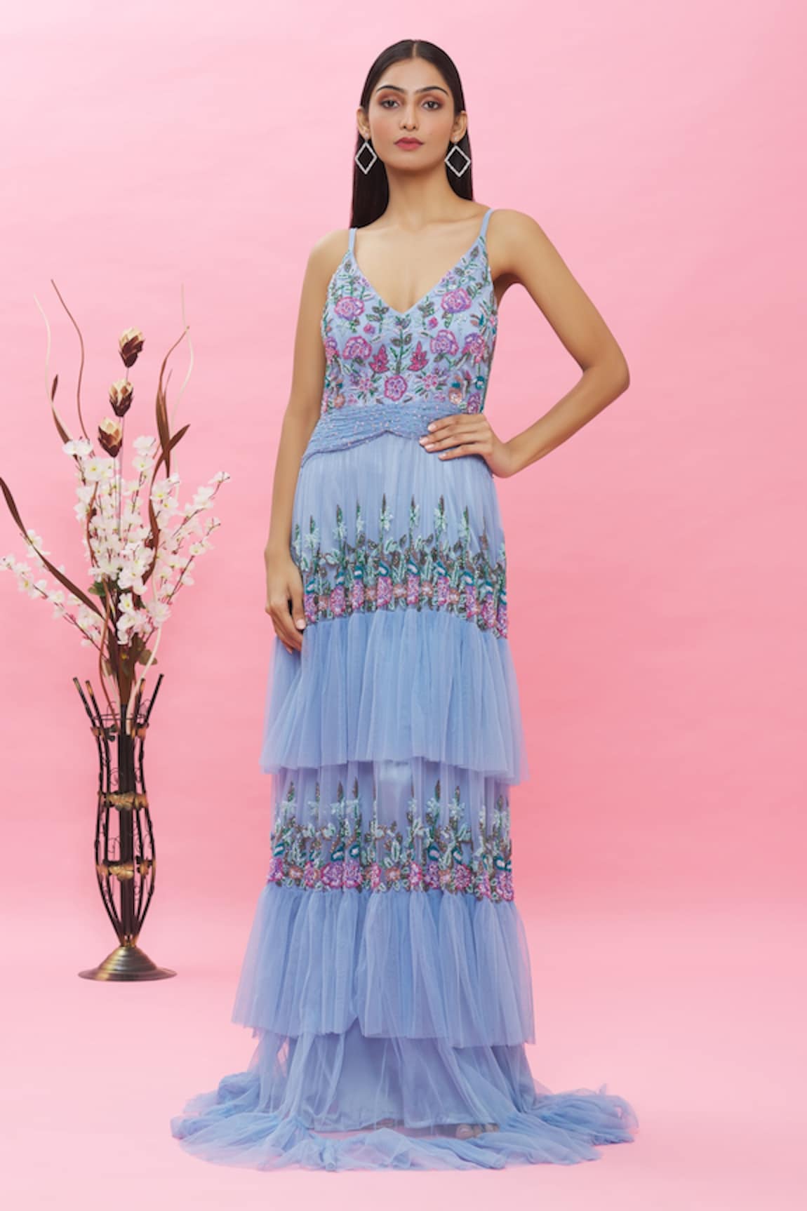 Ambrosia Floral Embroidered Gown