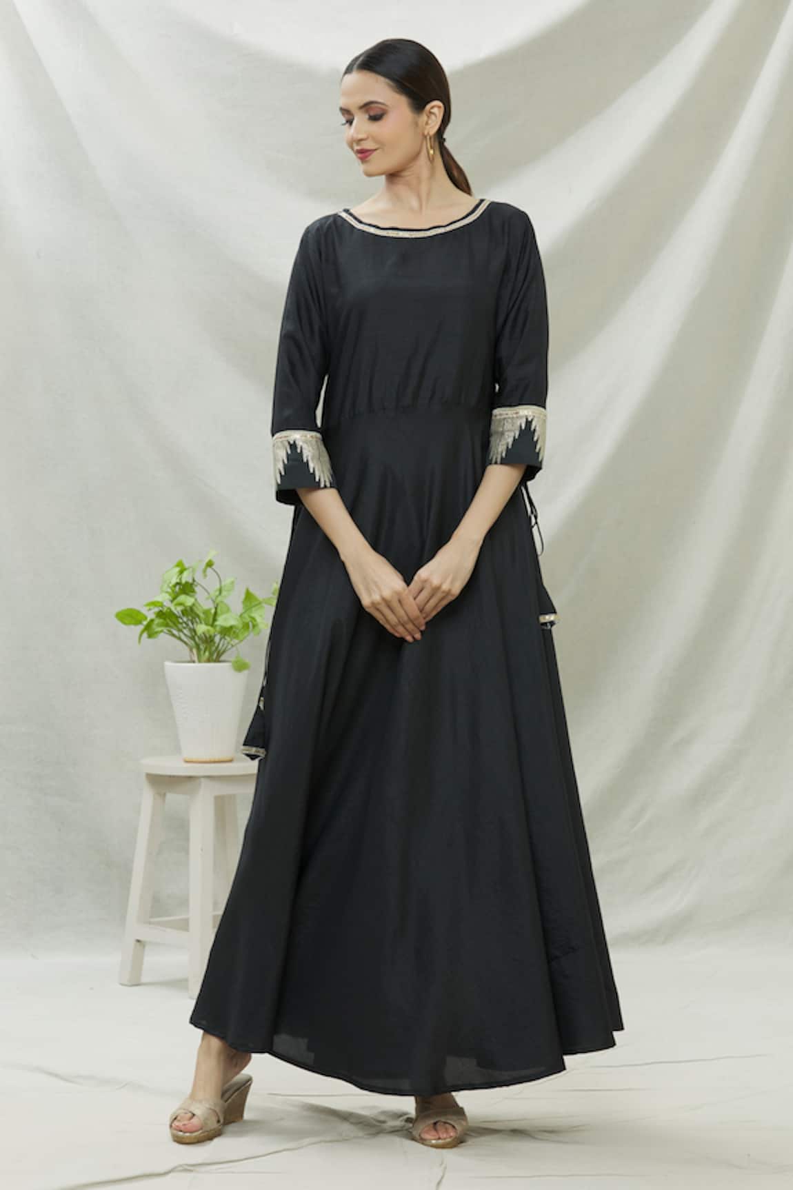 Khwaab By Sanjana Lakhani Black Sequin Embroidered Anarkali Set 