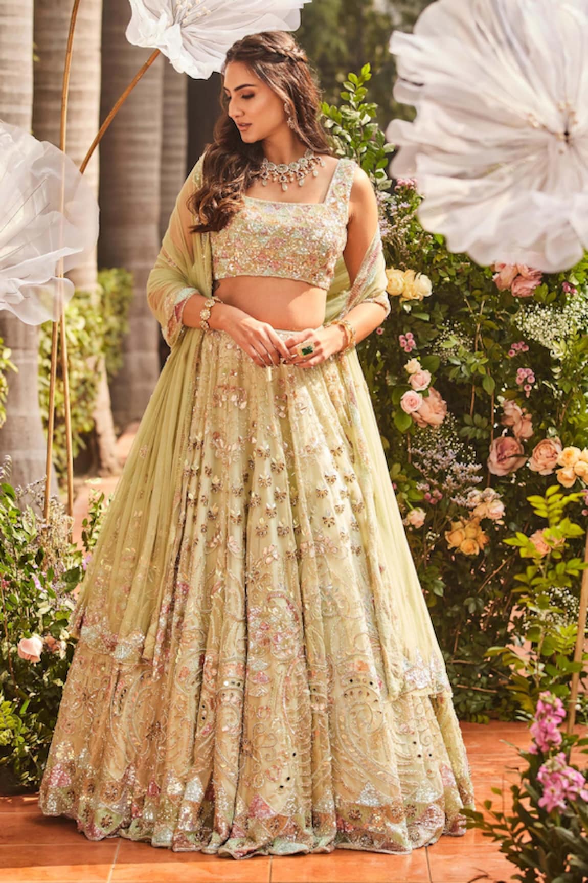 SurabhiChopraLabel Floral Embroidered Bridal Lehenga Set