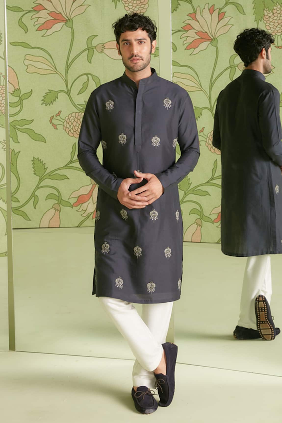 Sanjev Marwaaha Floral Embroidered Kurta Set