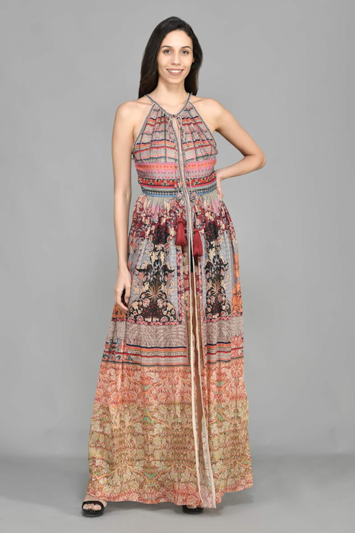 Bhanuni By Jyoti Printed Front Open Dress
