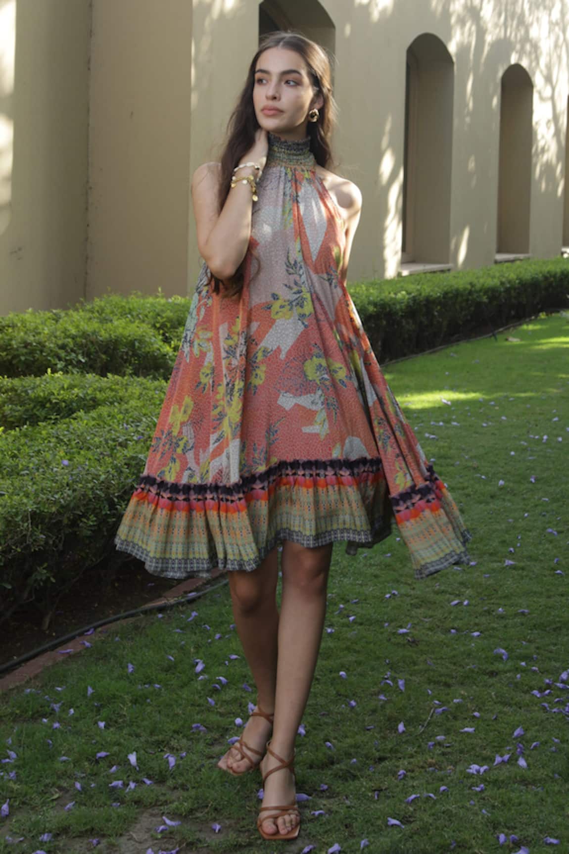 Bhanuni By Jyoti Sundown Printed Halter Neck Dress