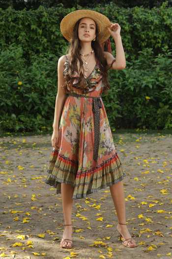 Bhanuni By Jyoti Sundown Printed Layered Dress 