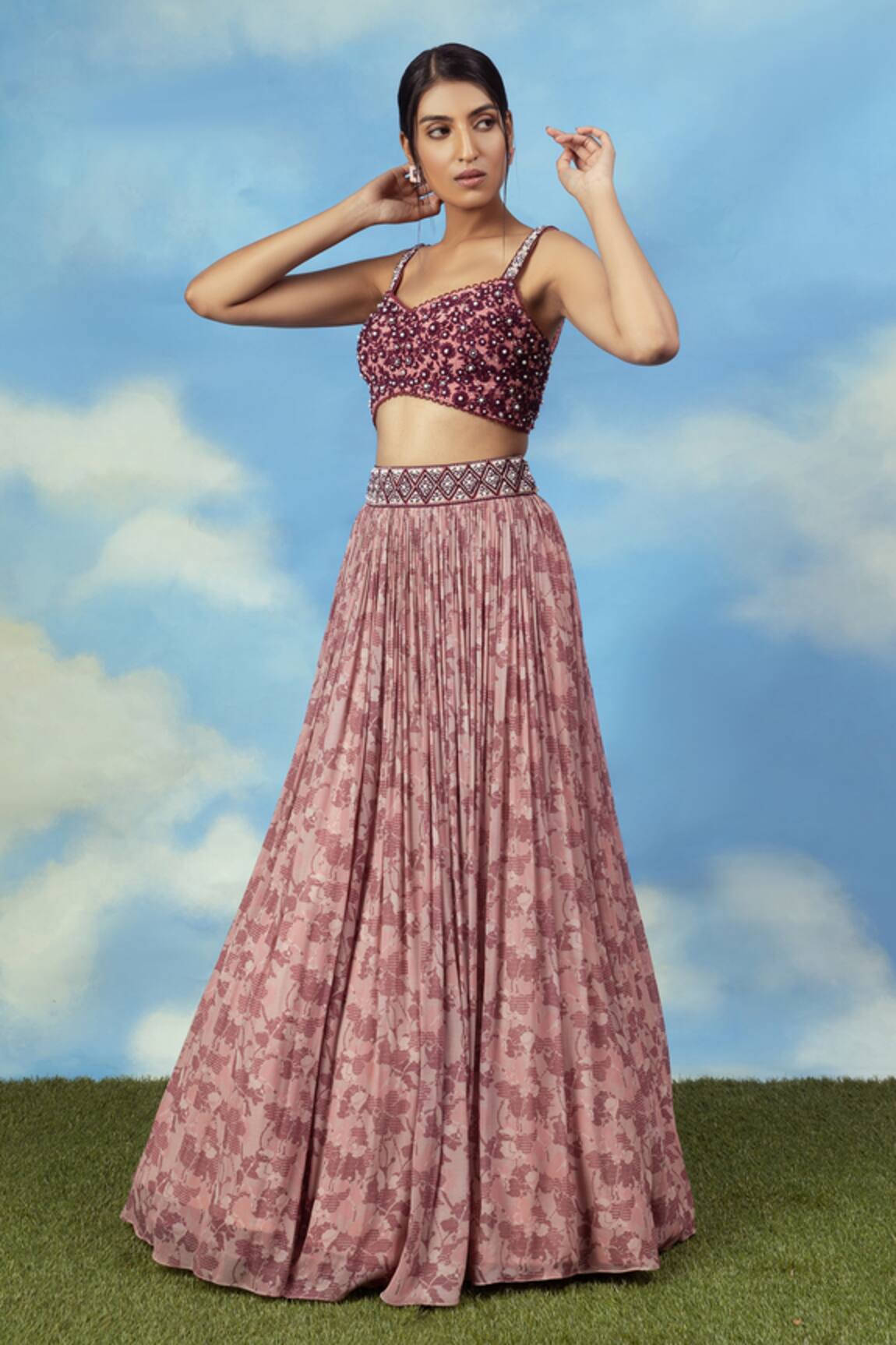 Adi By Aditya Khandelwl Embroidered Crop Top & Skirt Set