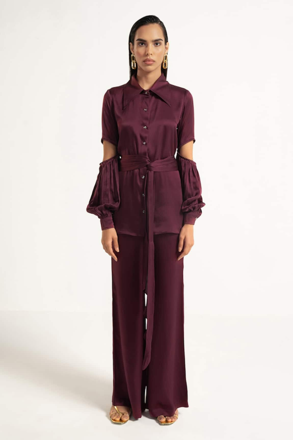 APZ Silk Shirt & Flared Pant Set