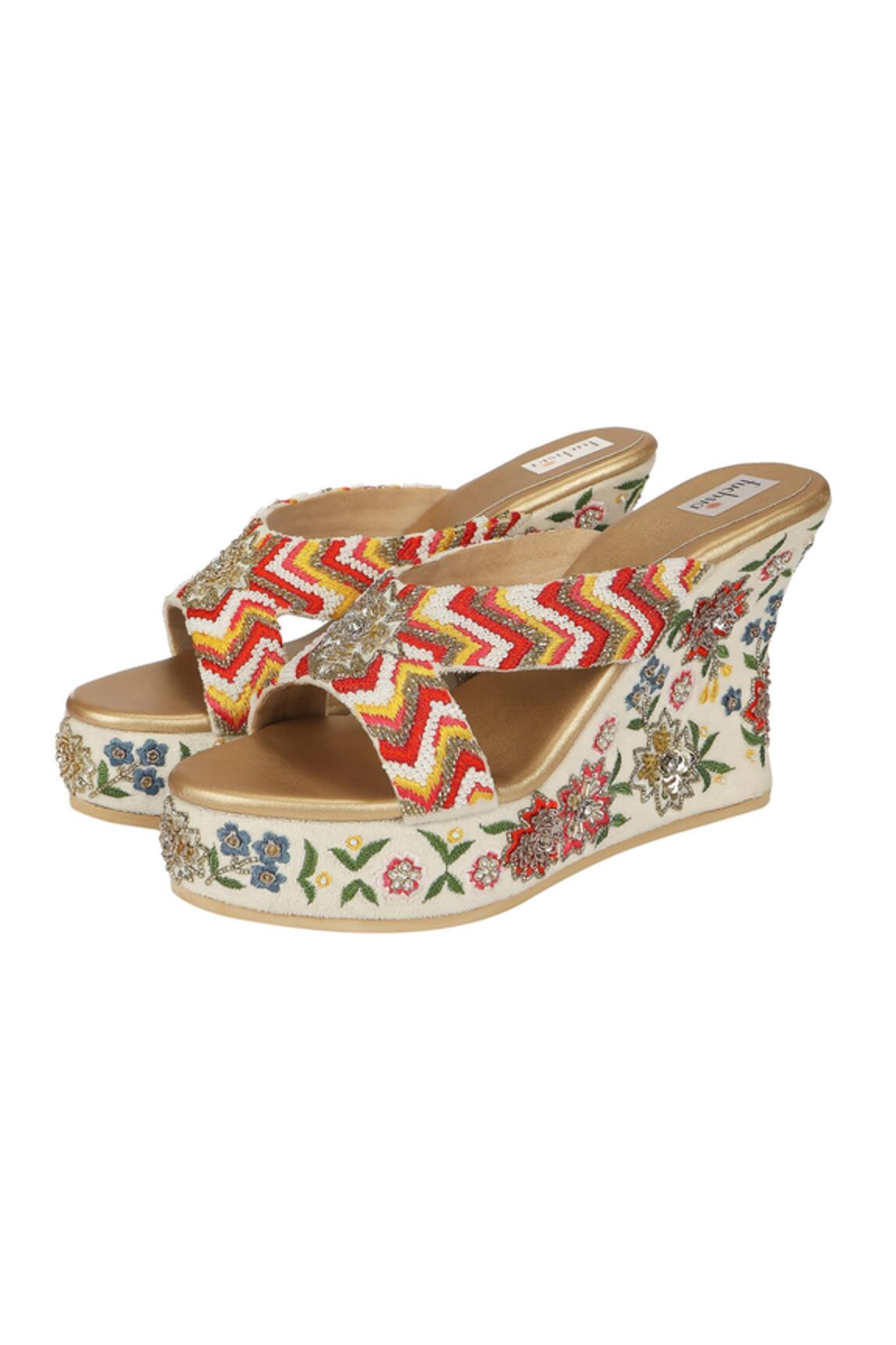 Fuchsia by aashaka mehta Floral Embroidered Wedges 