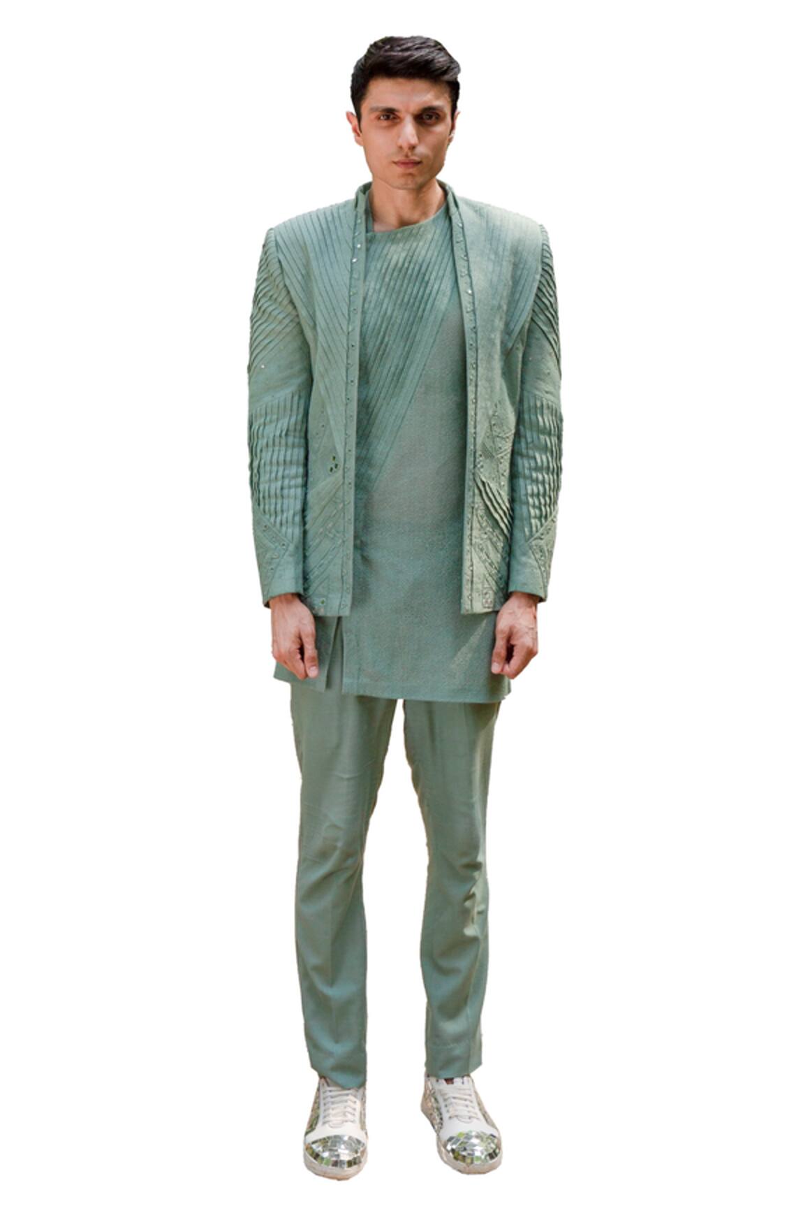 Ankur J Reflex Embroidered Jacket Kurta Set