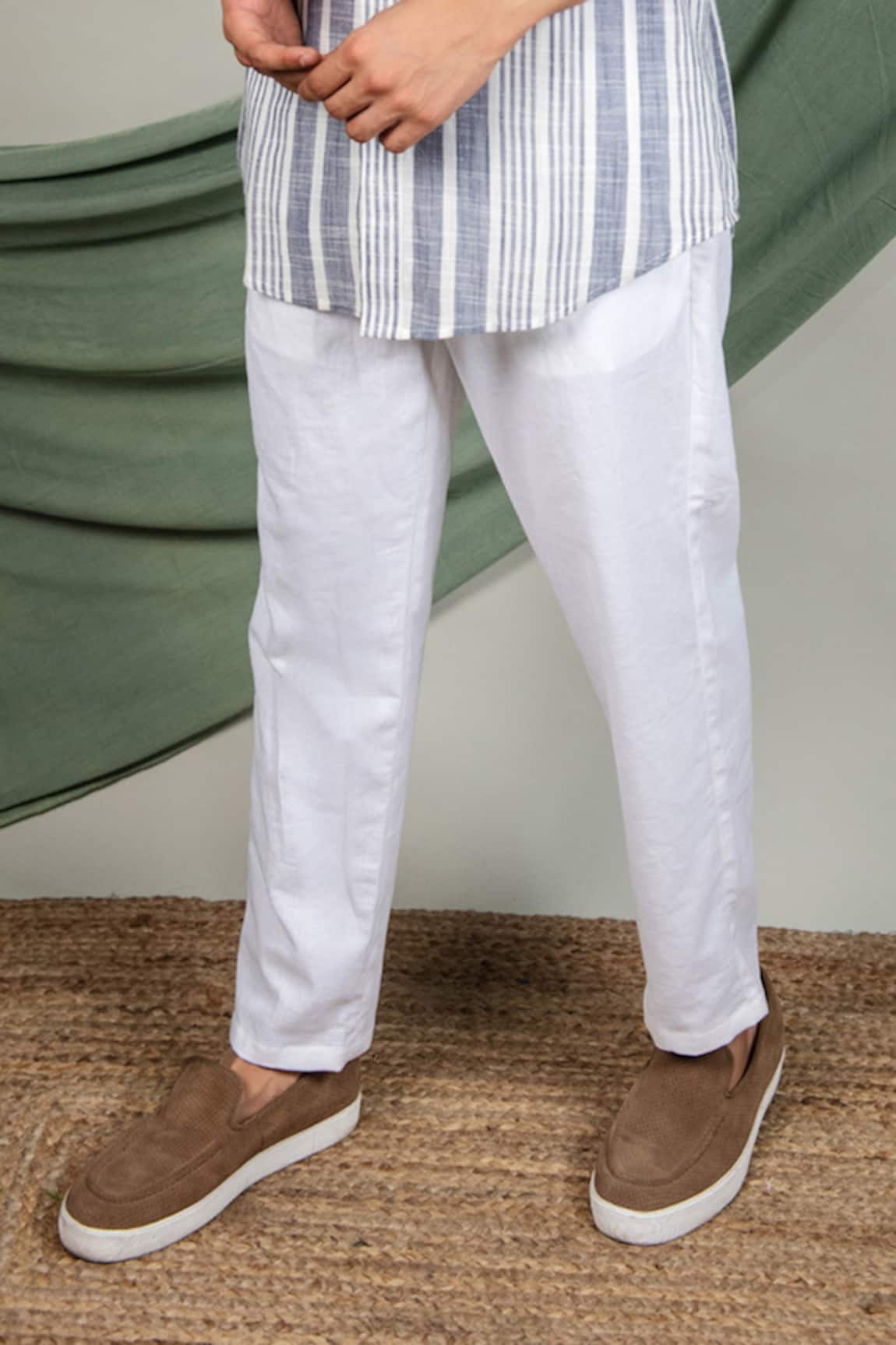 Bershka straight leg linen pants in off white  ASOS