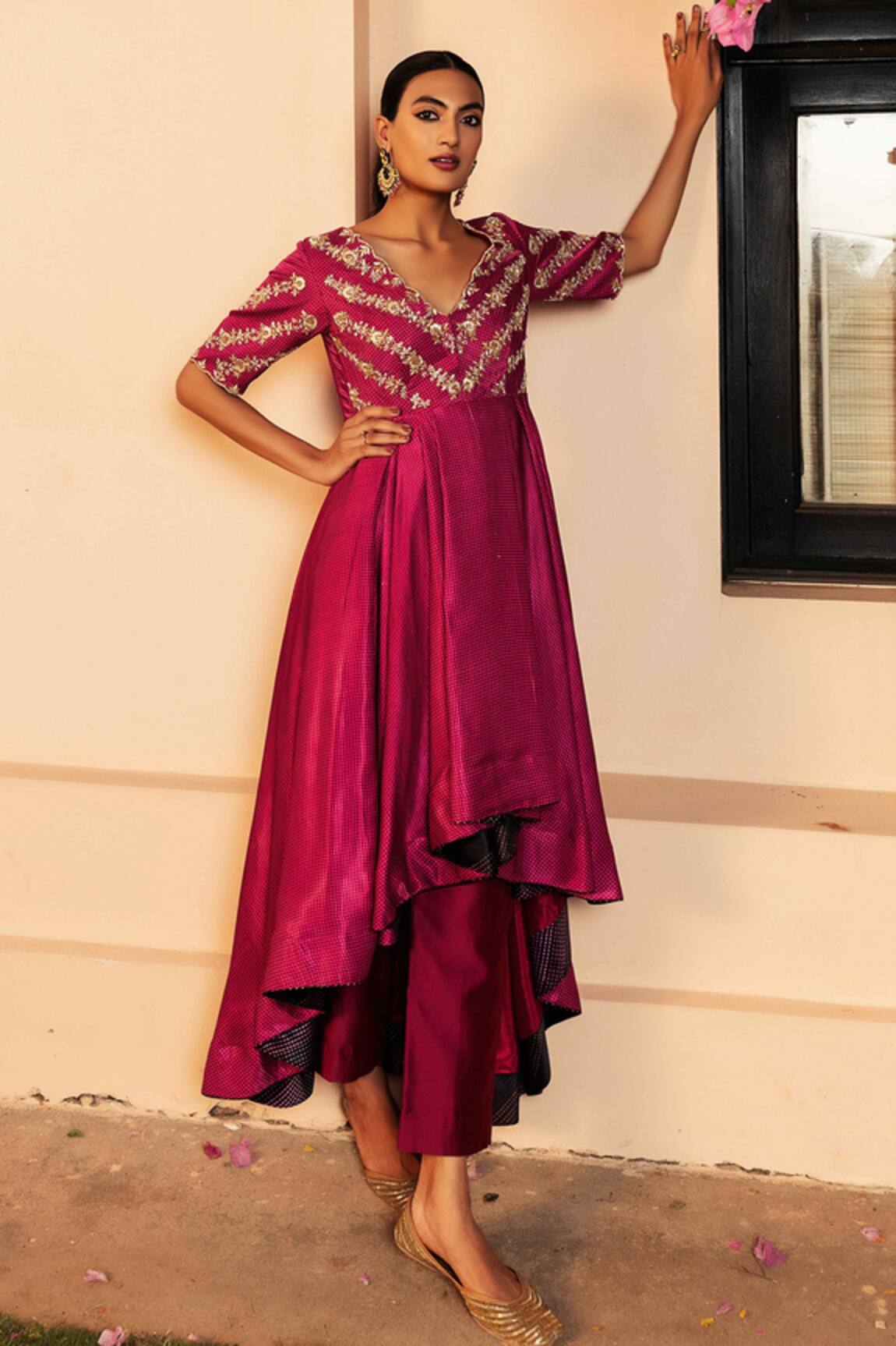 Seeaash Sitara Asymmetric Anarkali & Pant Set