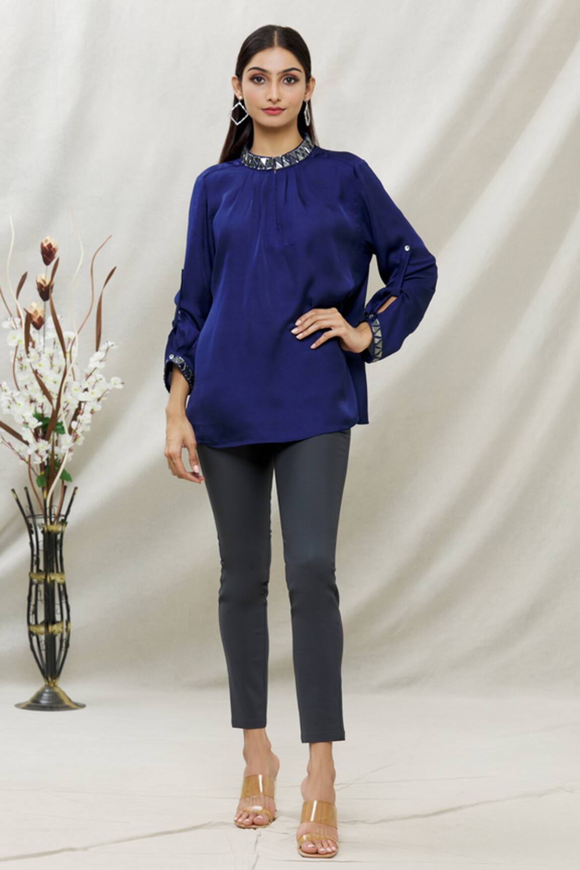 Kommal Sood Satin High Neck Top 