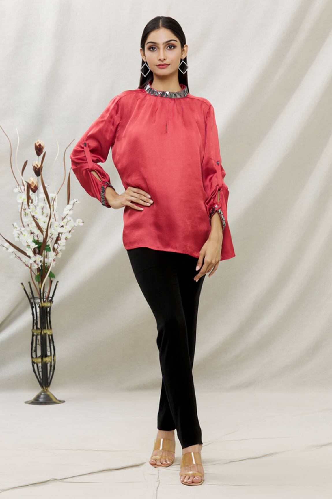 Kommal Sood Satin High Neck Top 