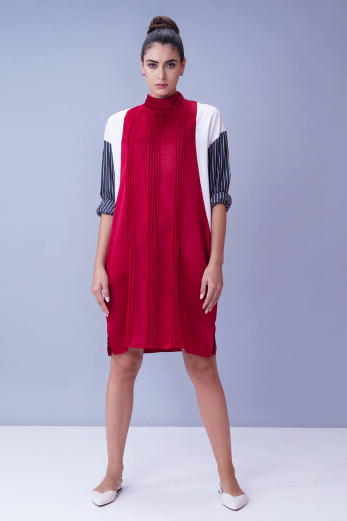 House Of Behram Colorblock Turtleneck Dress