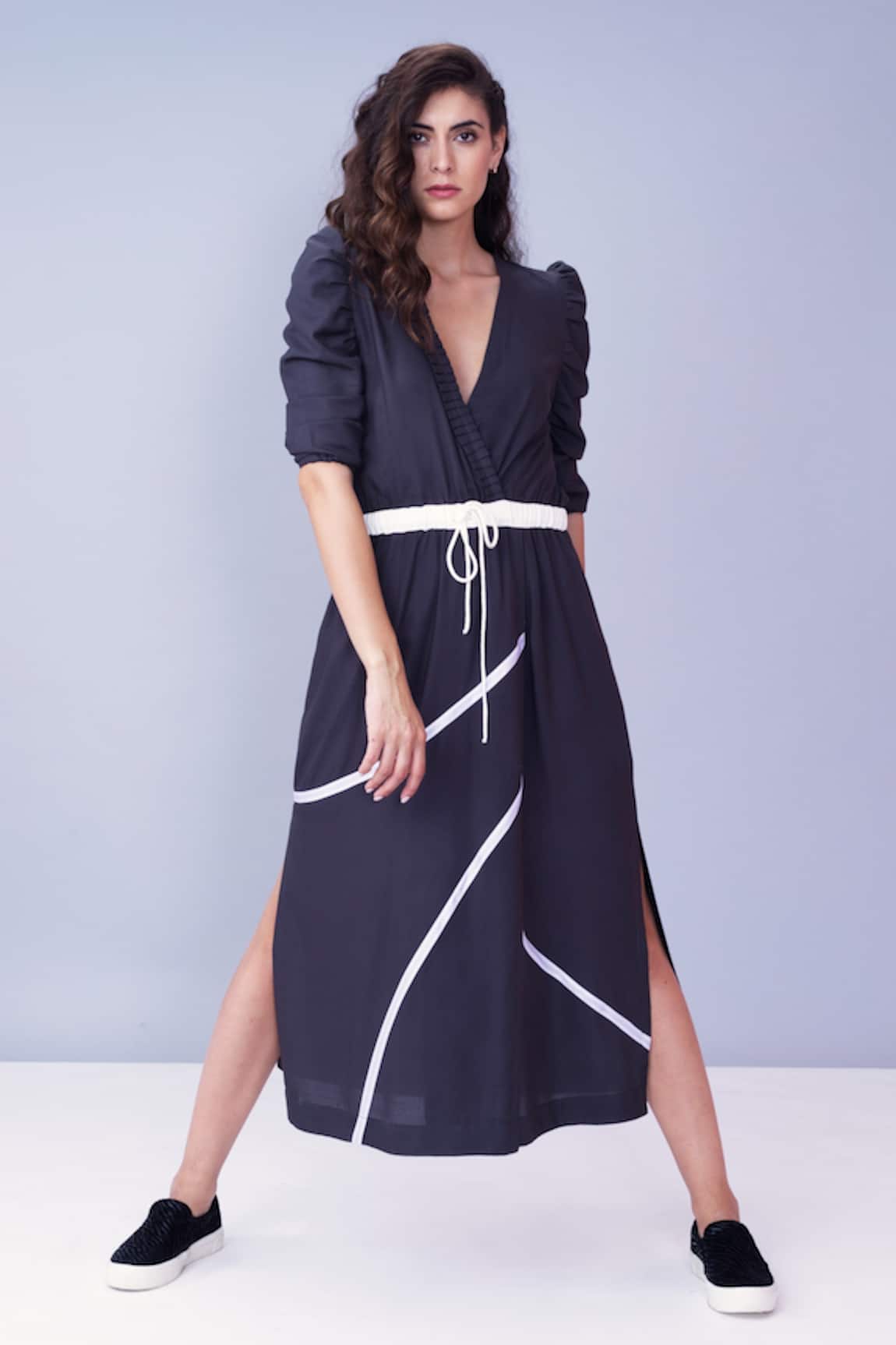 House Of Behram Crunched Sleeve Dress