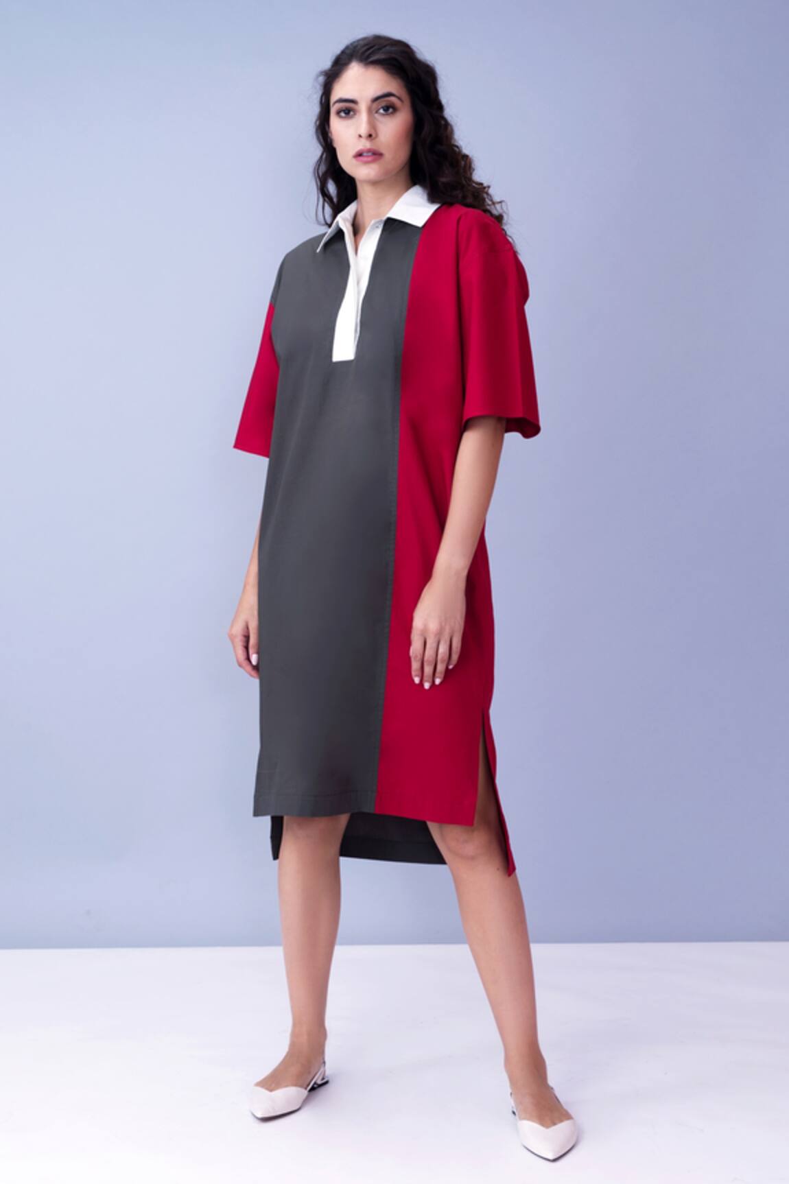 House Of Behram Cotton Colorblock Dress