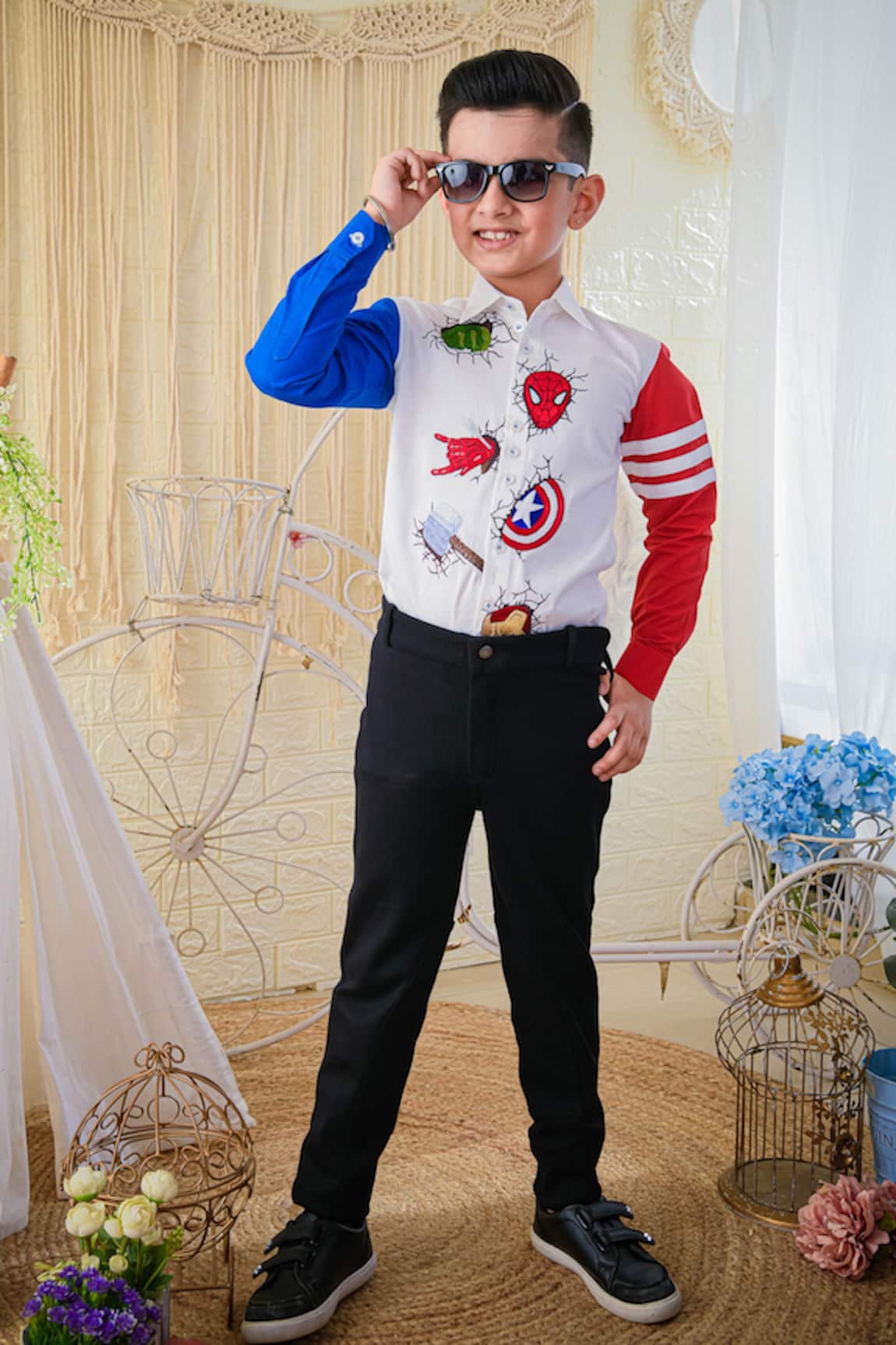 Hoity Moppet Avengers Color Block Embroidered Shirt 