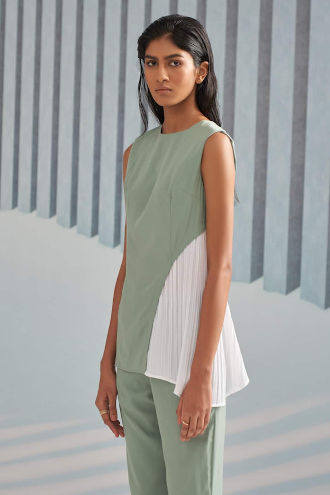 Pleats By Aruni Colorblock Pleated Top 