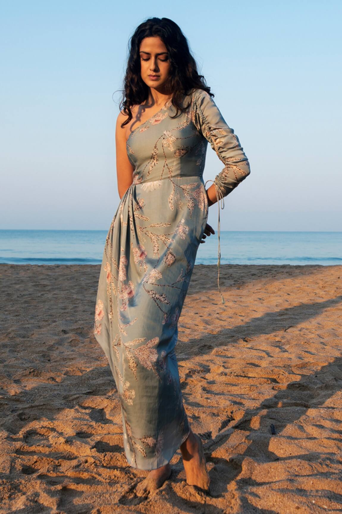 Vivek Patel One Shoulder Draped Dress