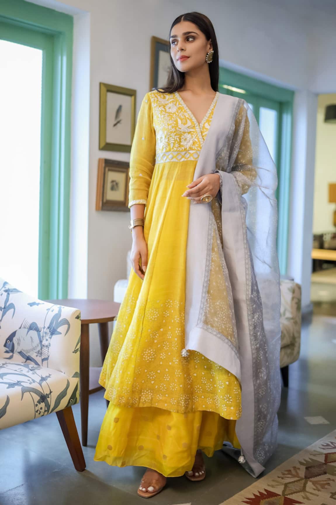 Neeta Bhargava Embroidered Anarkali Gharara Set