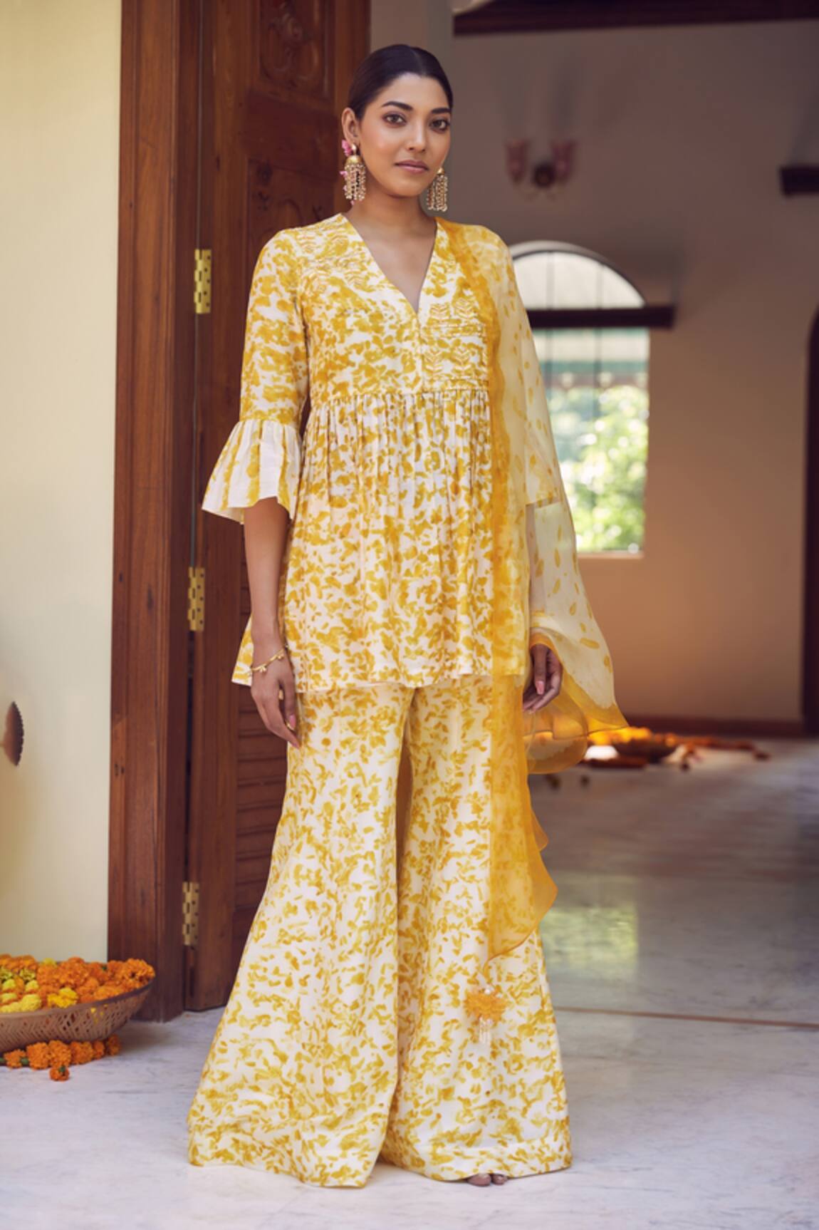 Amita Gupta Silk Chanderi Kurta Sharara Set