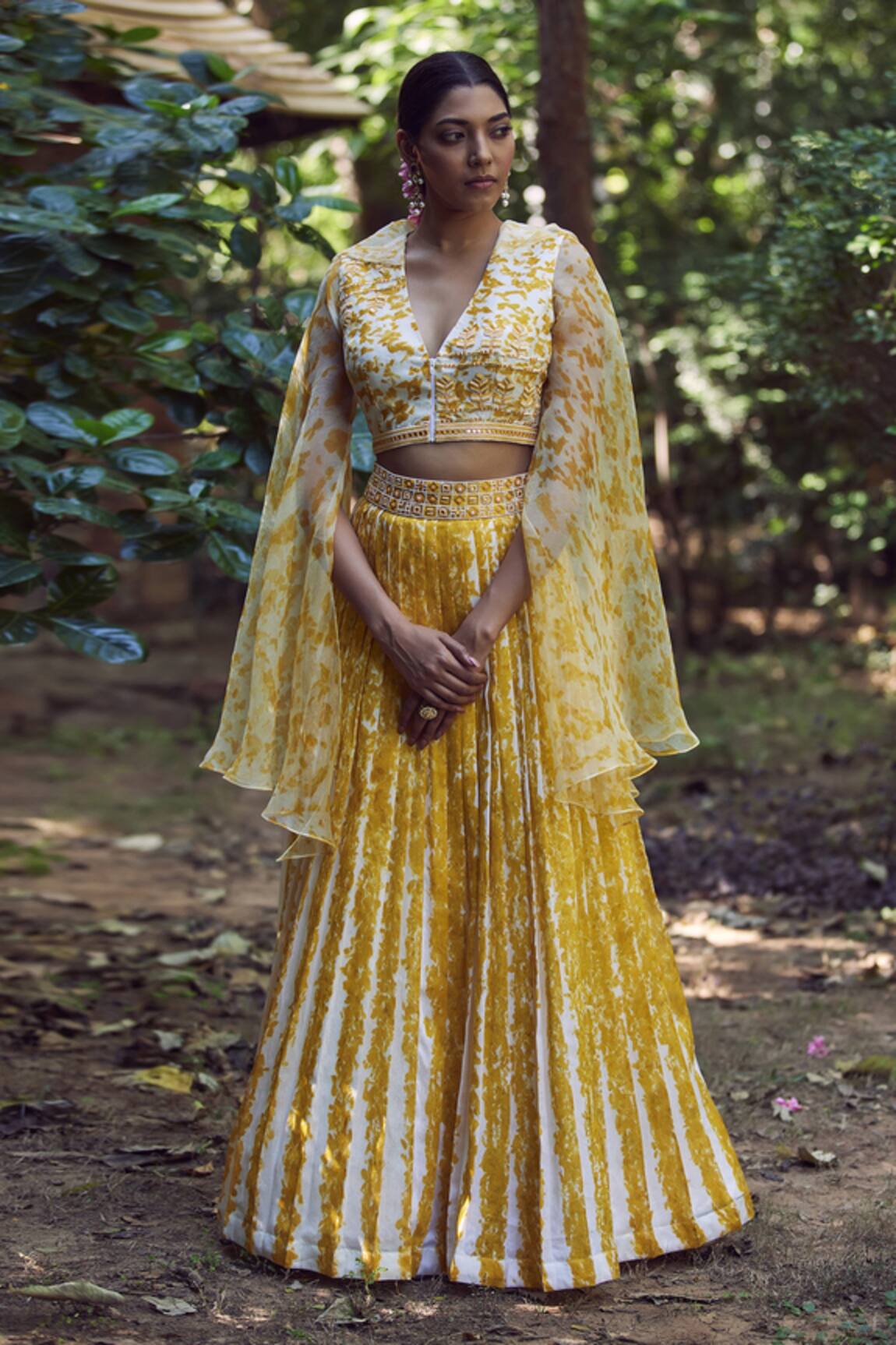 Amita Gupta Silk Chanderi Blouse & Lehenga Set