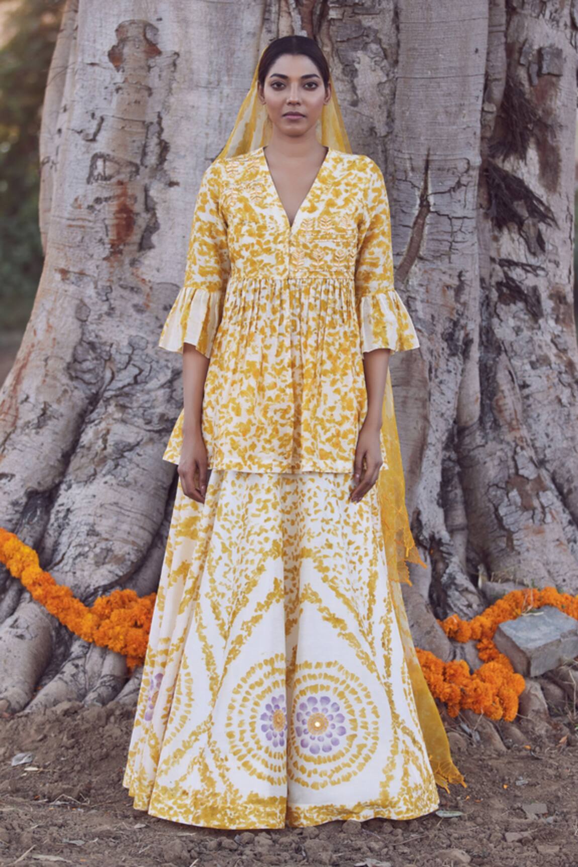 Amita Gupta Silk Chanderi Kurta Lehenga Set
