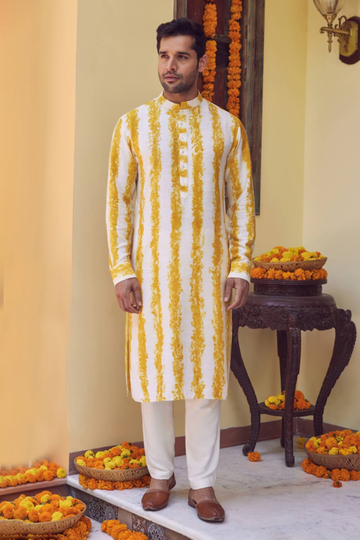 Amita Gupta Striped Eco Print Kurta Set