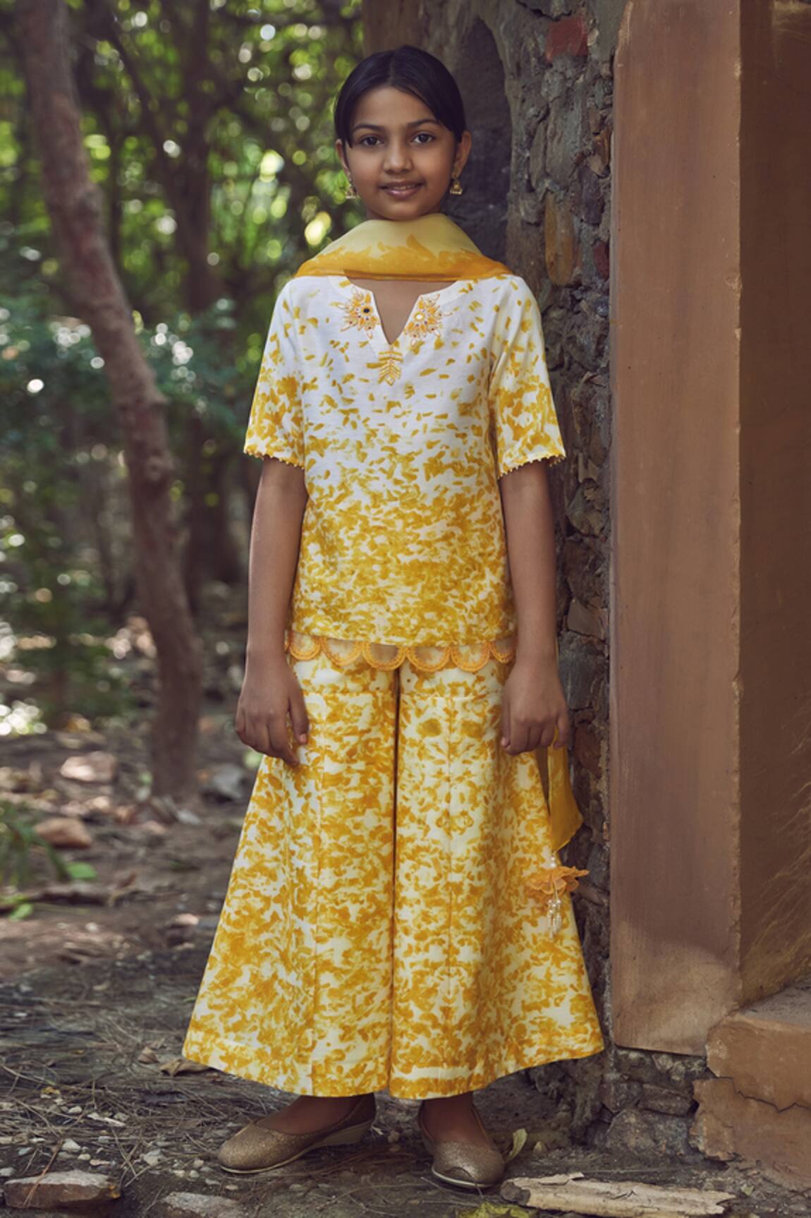 Amita Gupta Silk Chanderi Eco Print Kurta Set