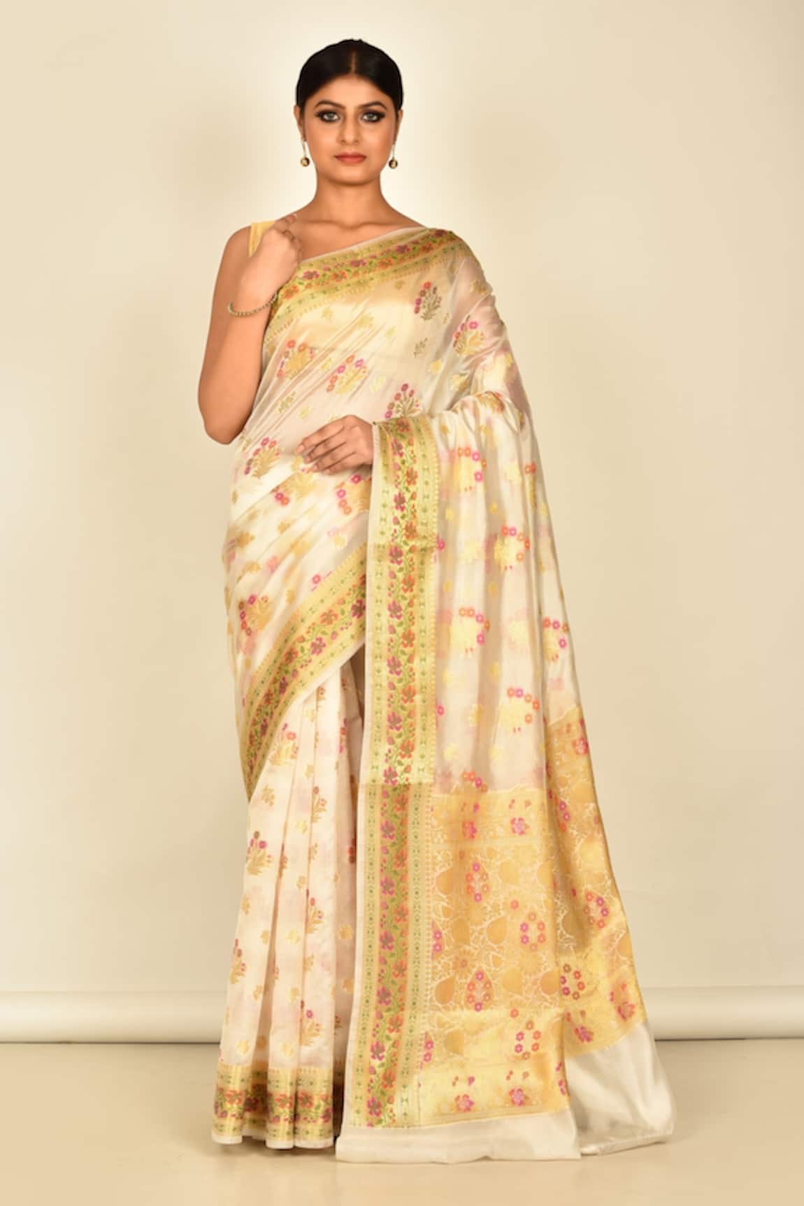 Naintara Bajaj Silk Floral Woven Saree