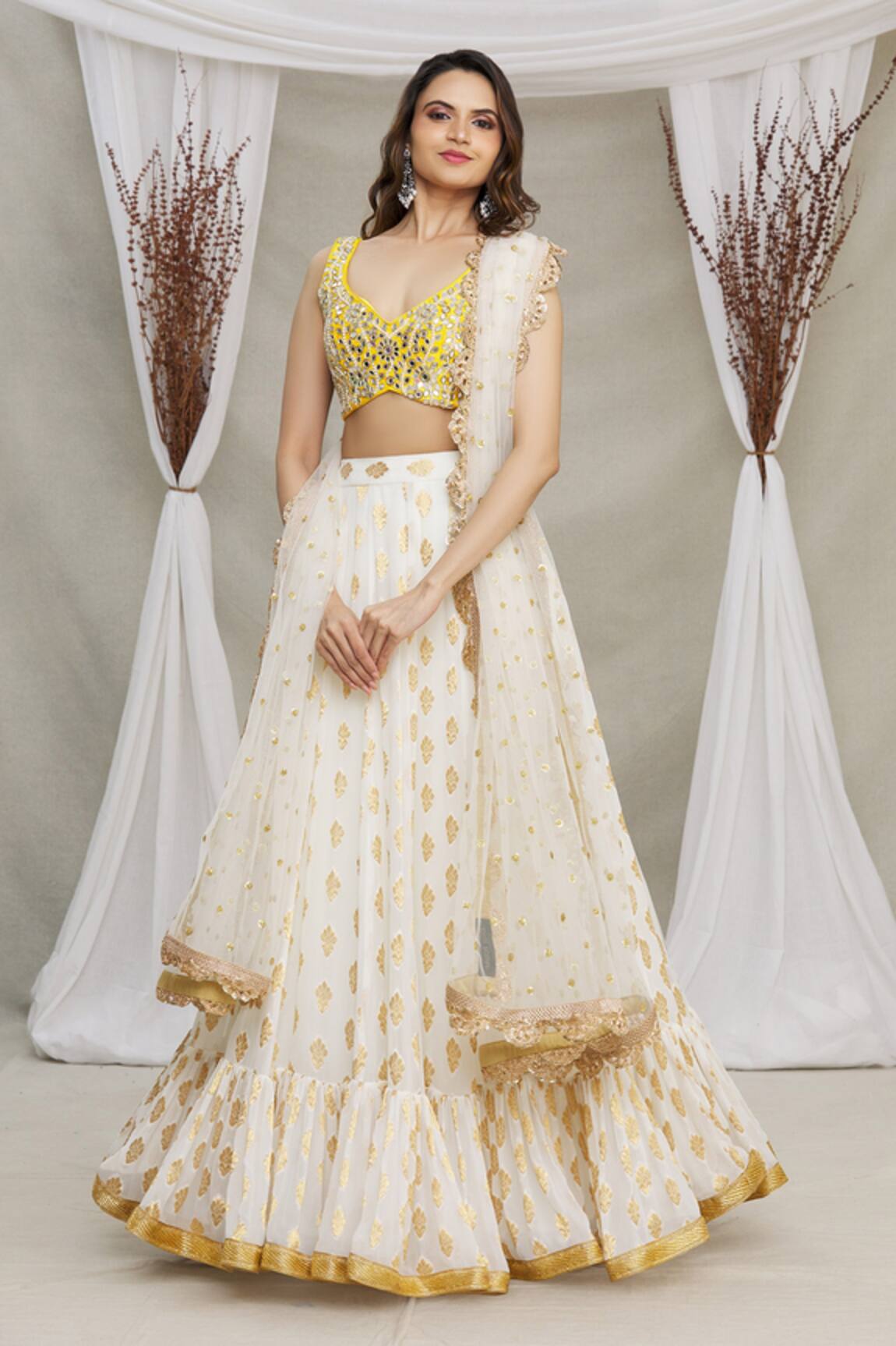 Priti Sahni Embroidered Blouse & Lehenga Set