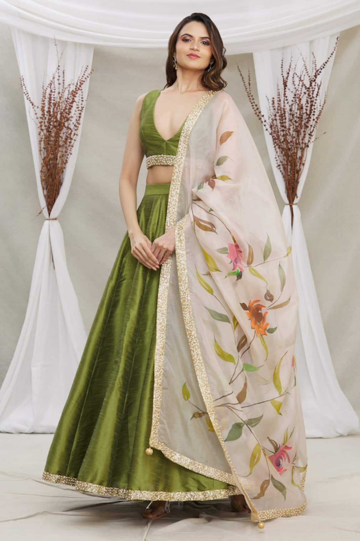 Priti Sahni Raw Silk Lehenga Set
