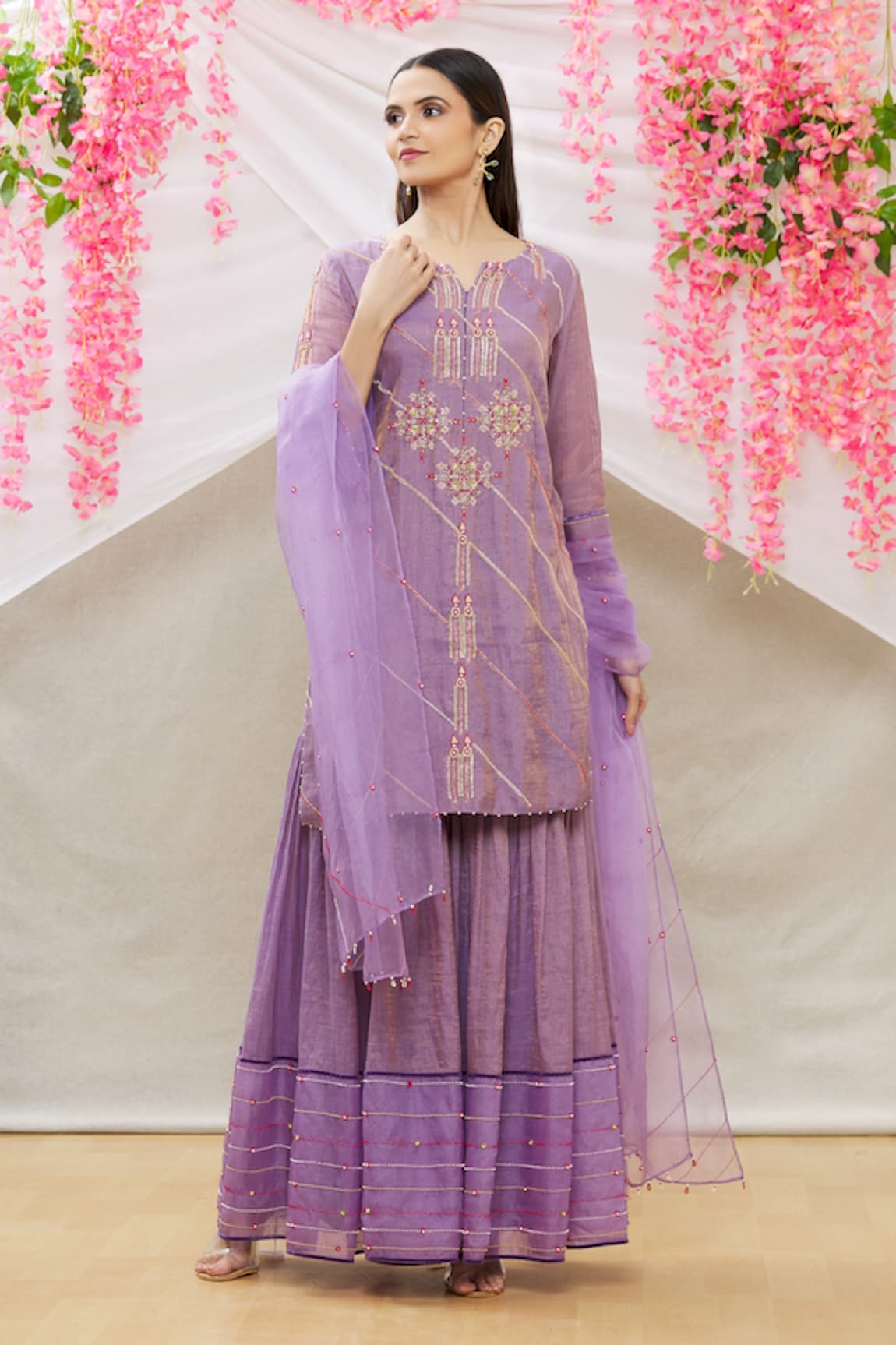 Sozenkari Embroidered Kurta Sharara Set