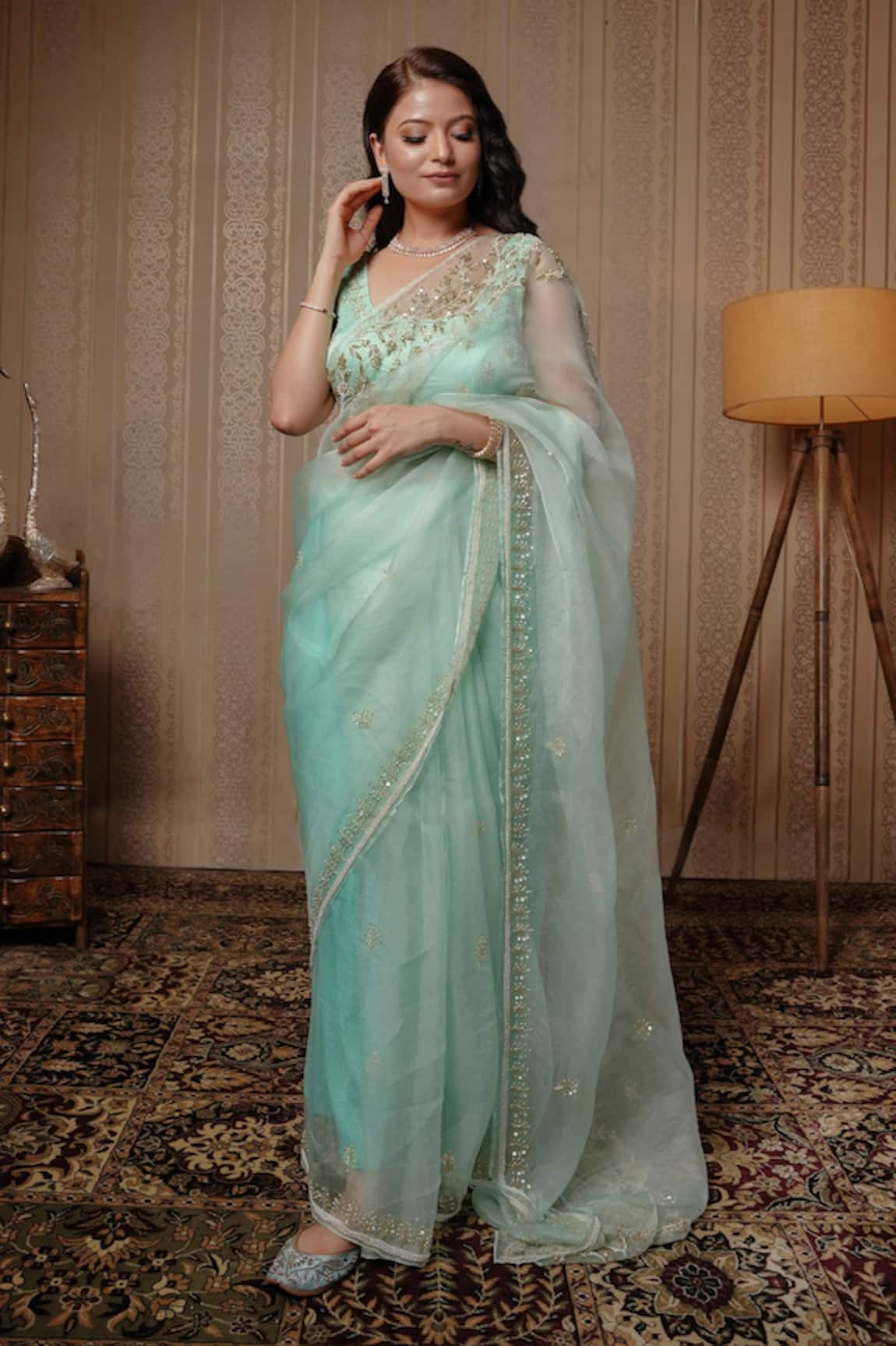 Gul By Aishwarya Floral Embroidered Saree With Blouse